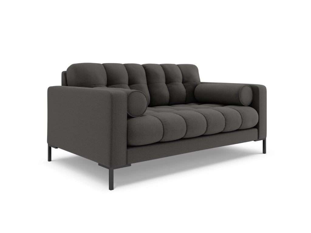 Cosmopolitan Design - Divano "Bali" 2 posti in tessuto strutturato grigio scuro 