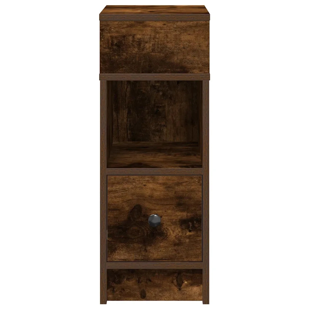 Comodini 2 pz con Cassetto Rovere Fumo 25x31x66 cm 858623