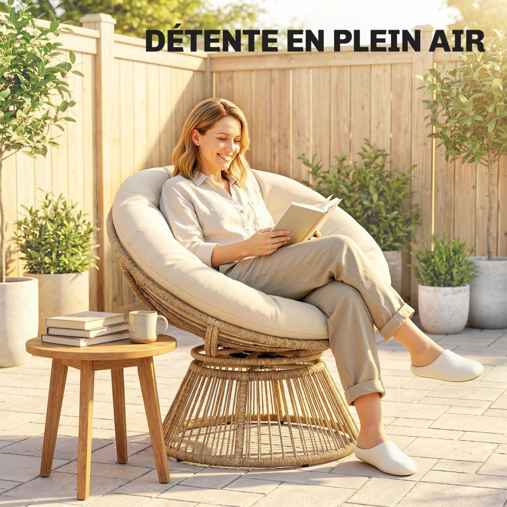 Poltrona Papasan Girevole ¨C zephmum ¨C Naturale 93x81x87 cm