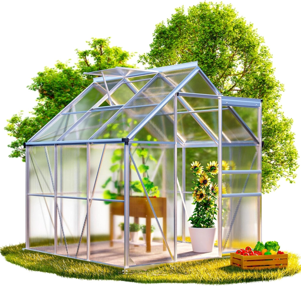 ® Serra da Giardino in Alluminio 4,8m² 250x190cm incl. 4 Lucernari Coltivazione Orto per Piante Giardinaggio 7,7m³