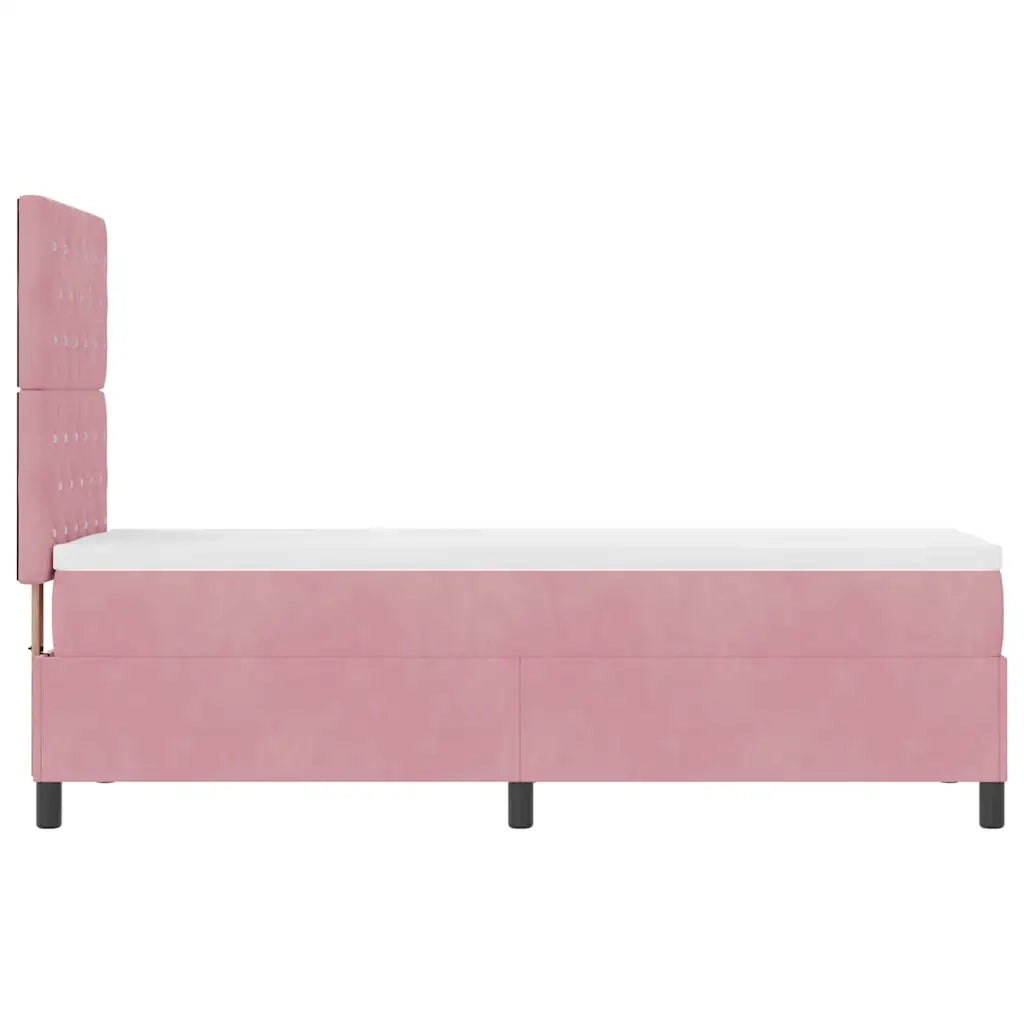 Letto a molle con materasso Rosa 80 x 200 cm Velluto 3339733