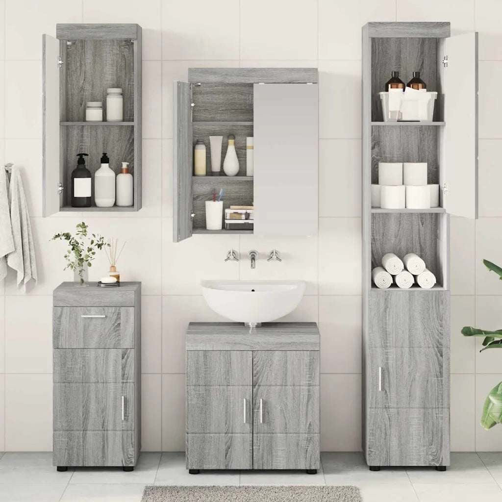 Set di mobili per il bagno con cassetto TULUM Grigio Sonoma