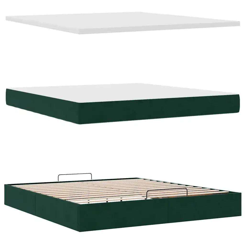 Struttura Letto Pouf con Materasso 180x200 cm in Velluto
