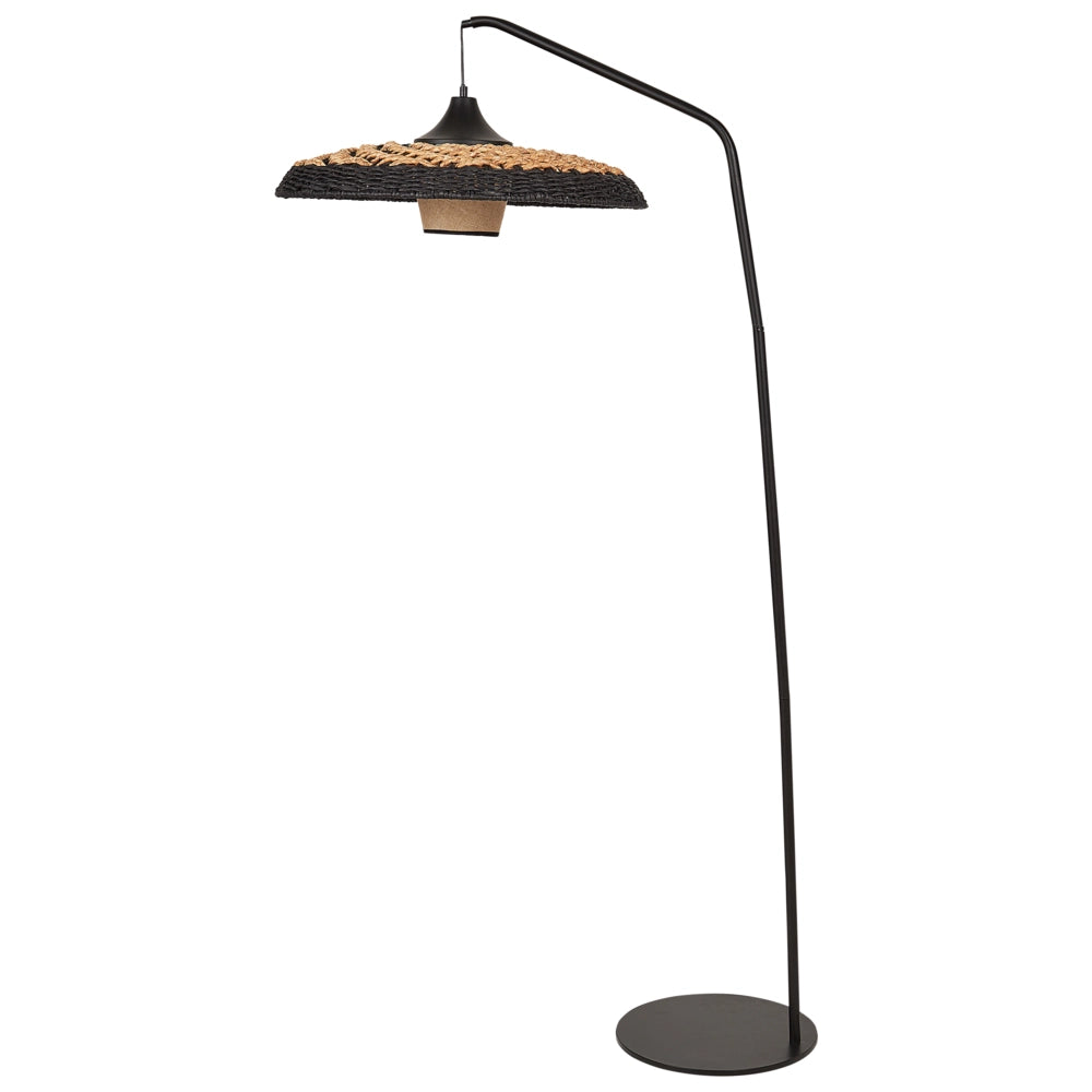 Lampada da terra in corda di carta nera realizzata a mano stile boho soggiorno camera da letto