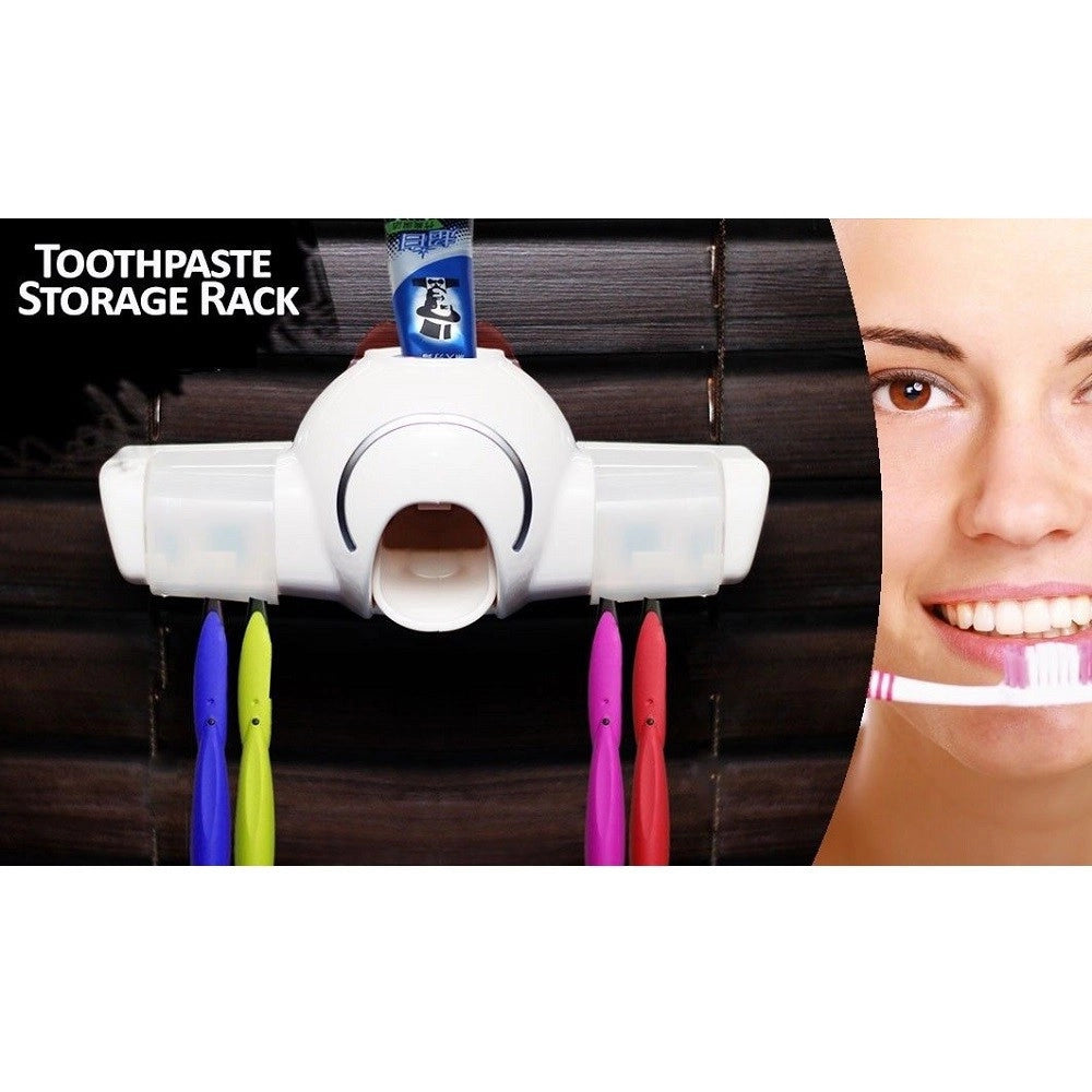 Trade Shop - Dispenser Automatico Dentifricio Porta Spazzolino A Parete Bagno Casa Linq Jx600 -