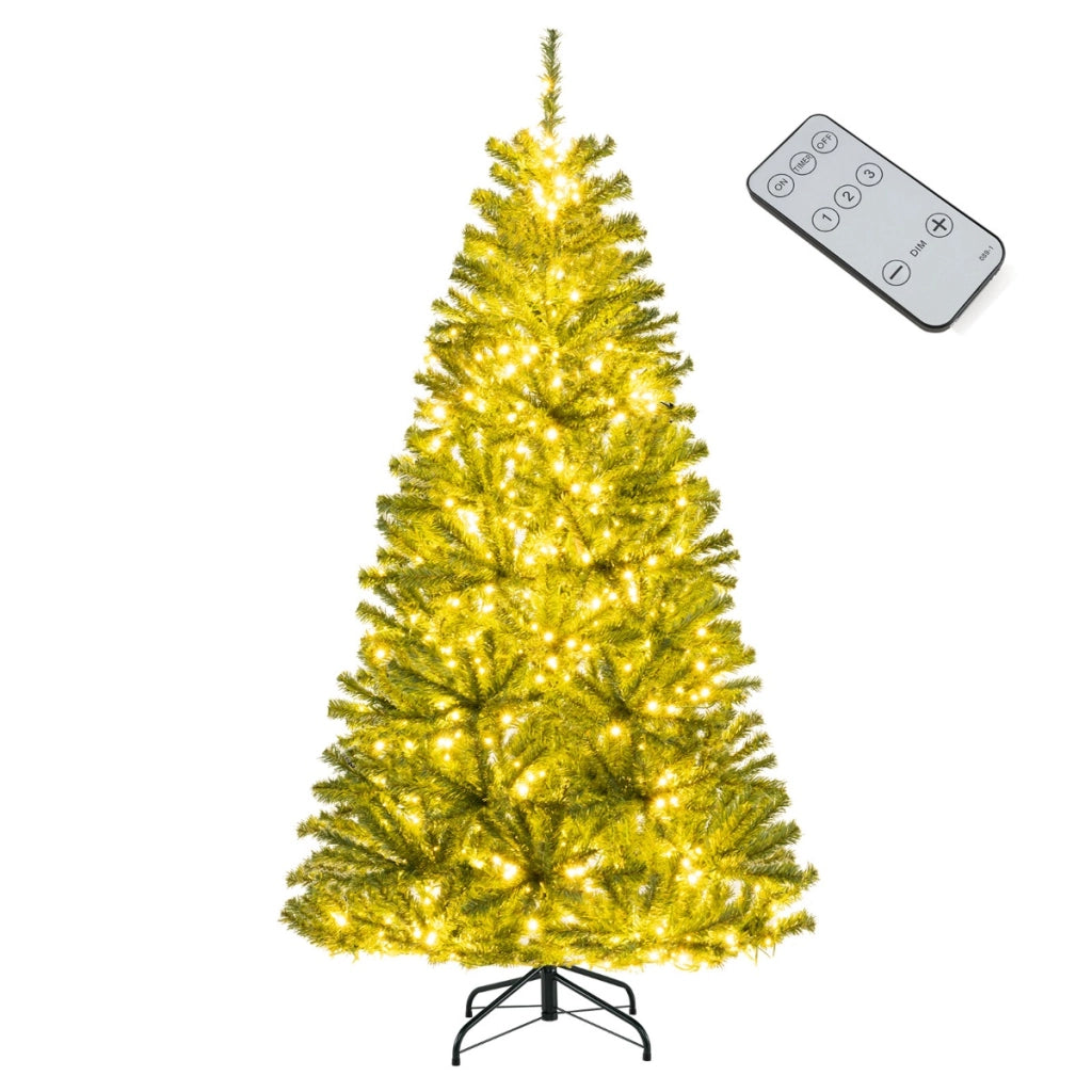 Albero natalizio con 700 luci LED modalit¨¤ e luminosit¨¤ regolabili, 180cm albero di natale artificiale pre-illuminato Verde-Alberi di Natale
