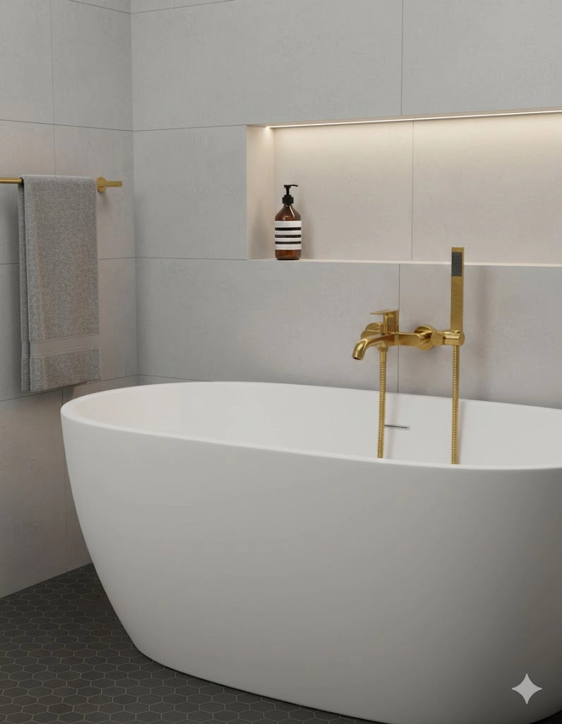 MONOCOMANDO VASCA ESTERNA CON ACCESSORI LINEA ICON- Oro Spazzolato- MARIA- pezzi 1