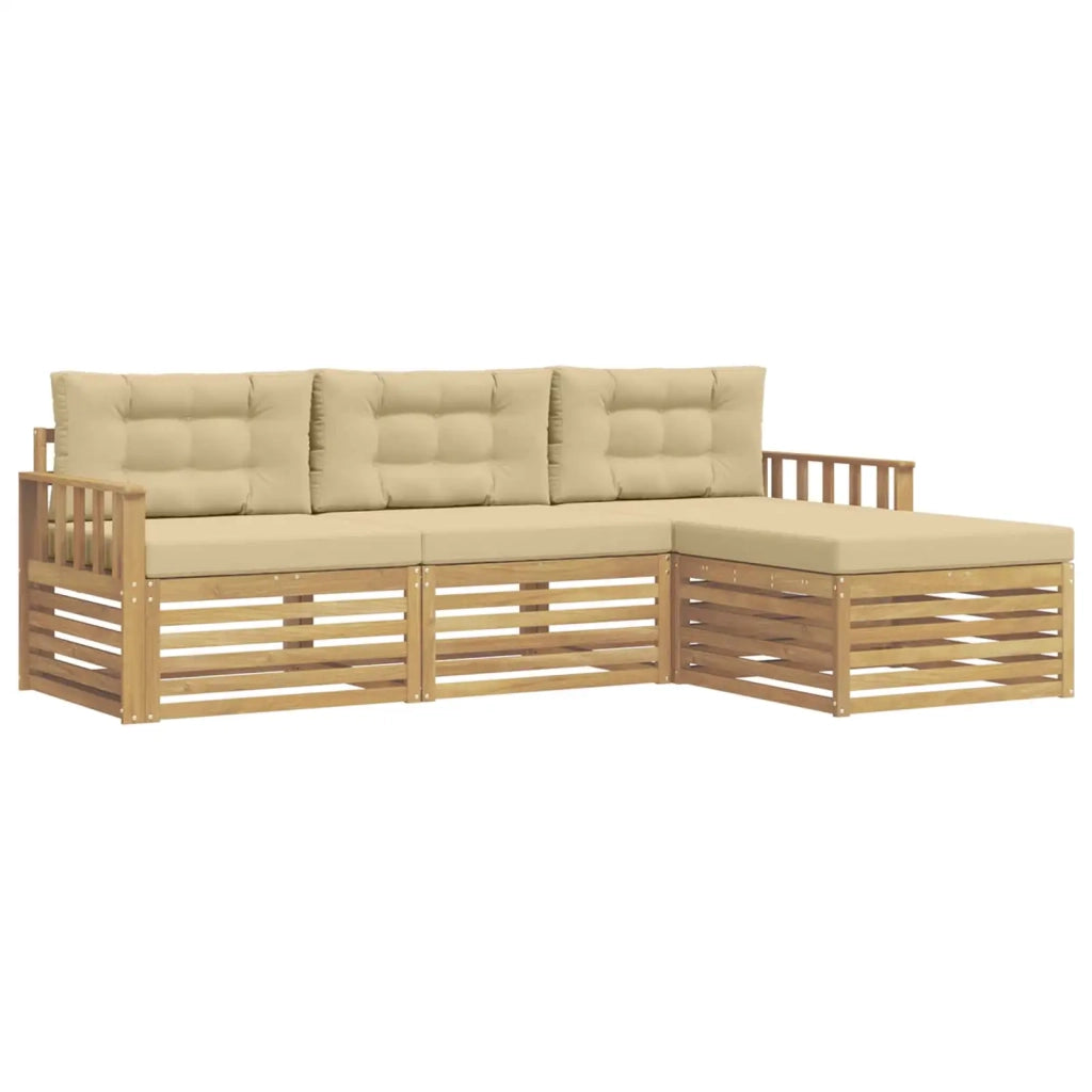 Set di divani da esterno 4 pz Bianco e Beige Poliestere 3390278