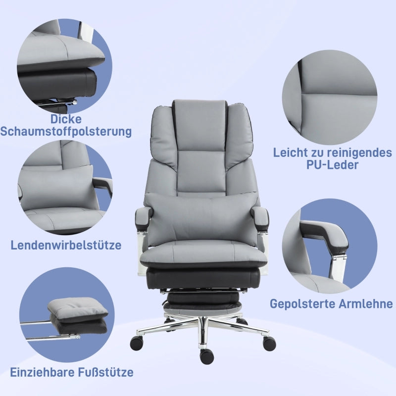 SEDIA UFFICIO ergonomica regolabile 63x71x123-129 cm Grigio