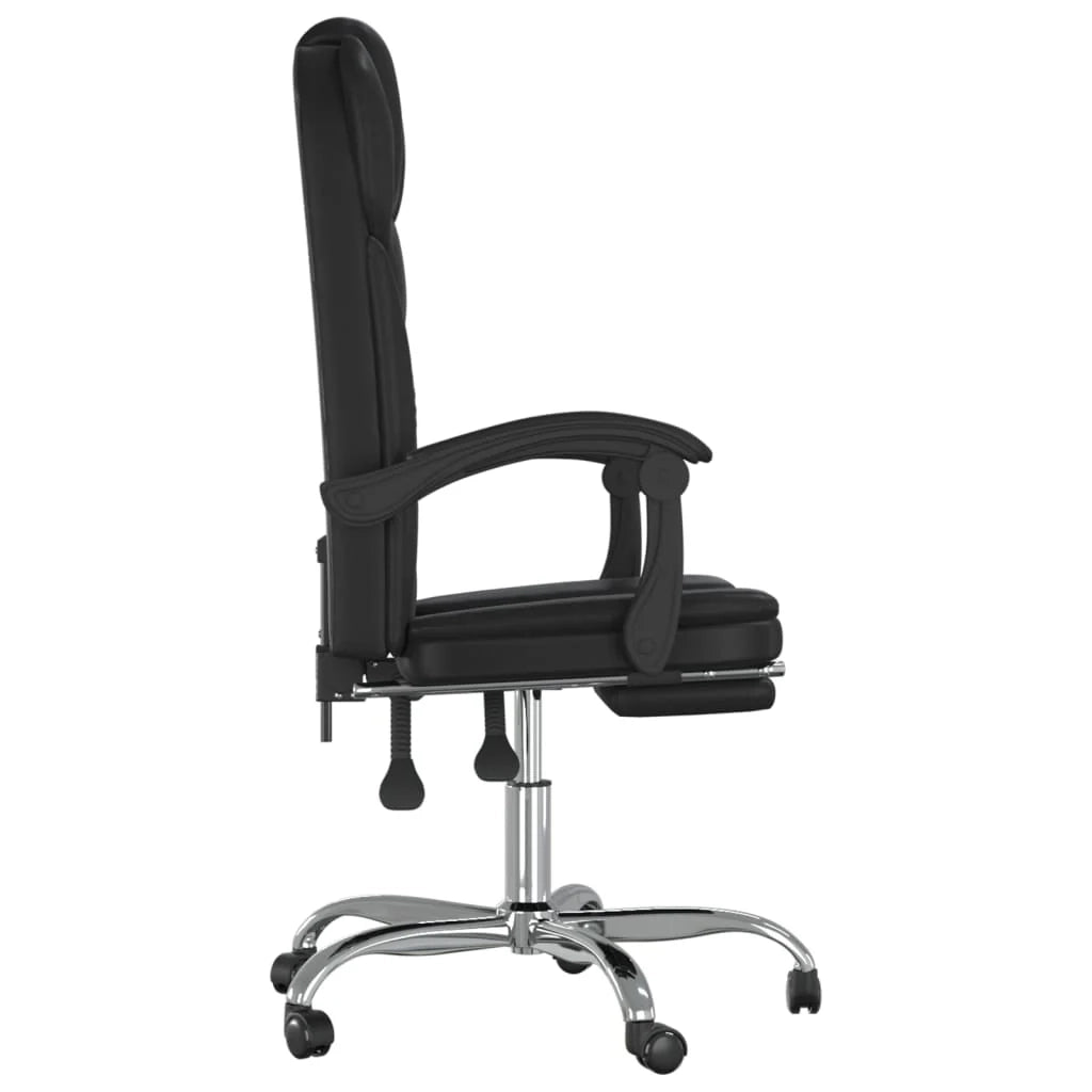 Sedia da ufficio in similpelle nera con seduta girevole e reclinabile adatta per l'uso al computer o per lo studio 02_0024269