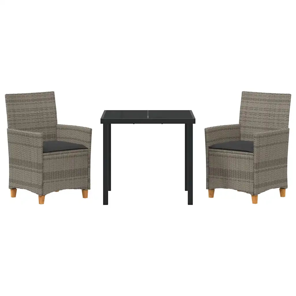 Set da Pranzo per Giardino 3 pcs Grigio polyrattan 3381072