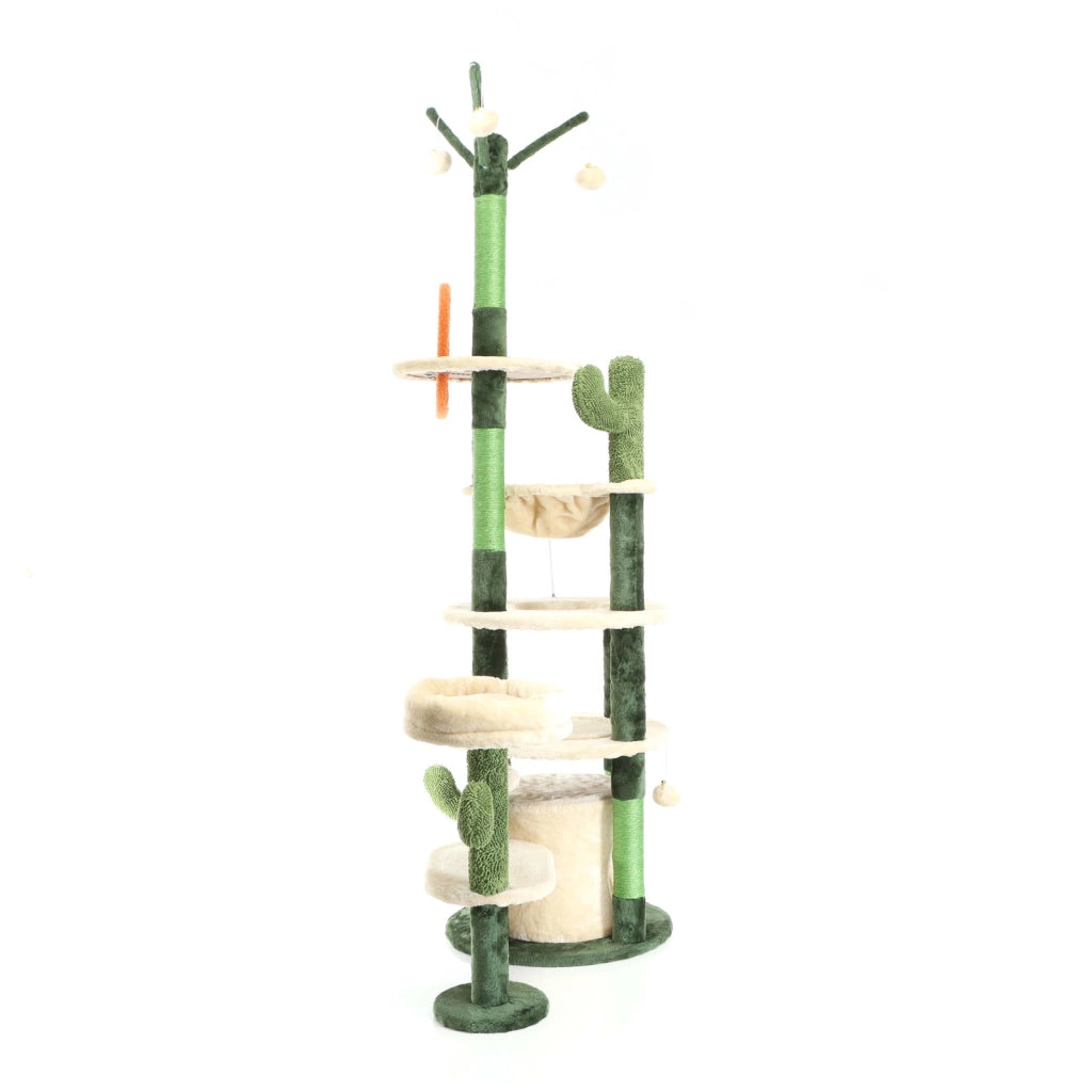 Fudajo Albero tiragraffi per gatti verde cactus 172 cm con casetta amaca e palline