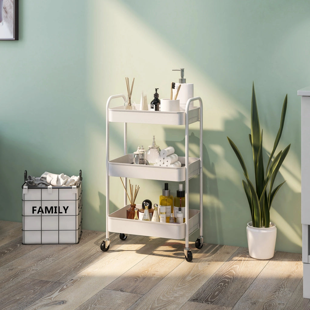 Carrello di servizio con 3 ripiani ¨C Zephmum ¨C Bianco 45x30.6x79 cm