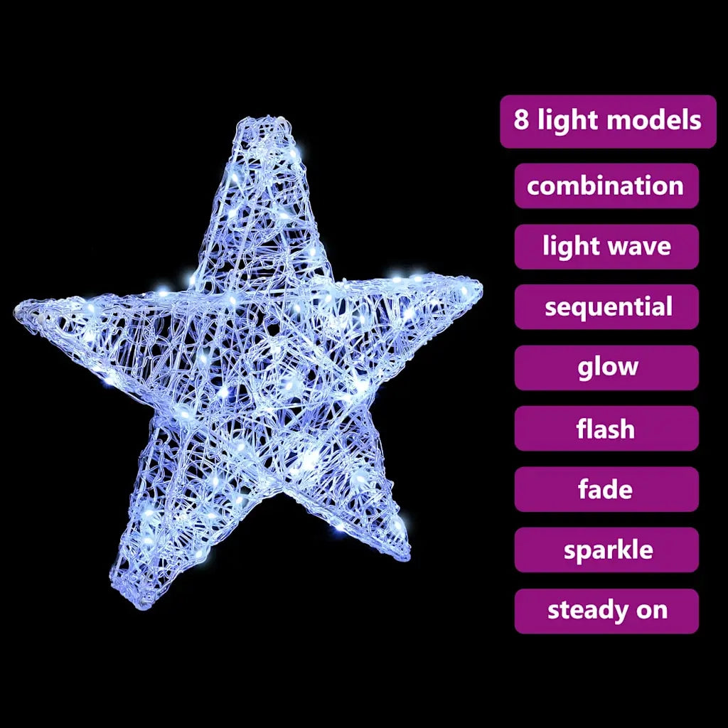 Stella 3D con 50 LED Bianco freddo 55 x 53.5 x 10 cm Acrilico