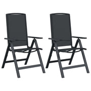 Sedie da giardino reclinabili 2 pz | Sedie da Esterno Nero 58 x 71 x 112 cm