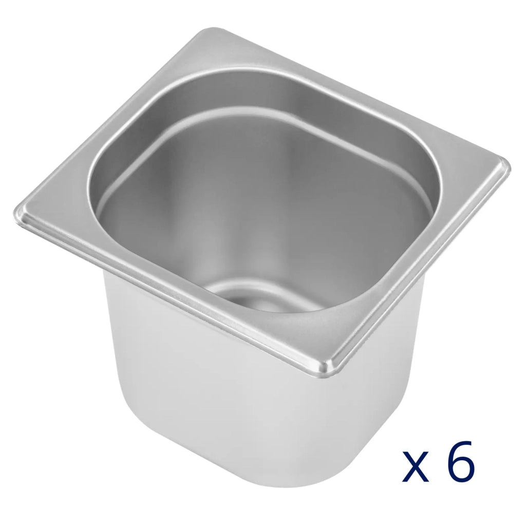 Bagnomaria professionale da 640 watt con 6 teglie GN 1/6 acciaio inox argentato 14_0008304