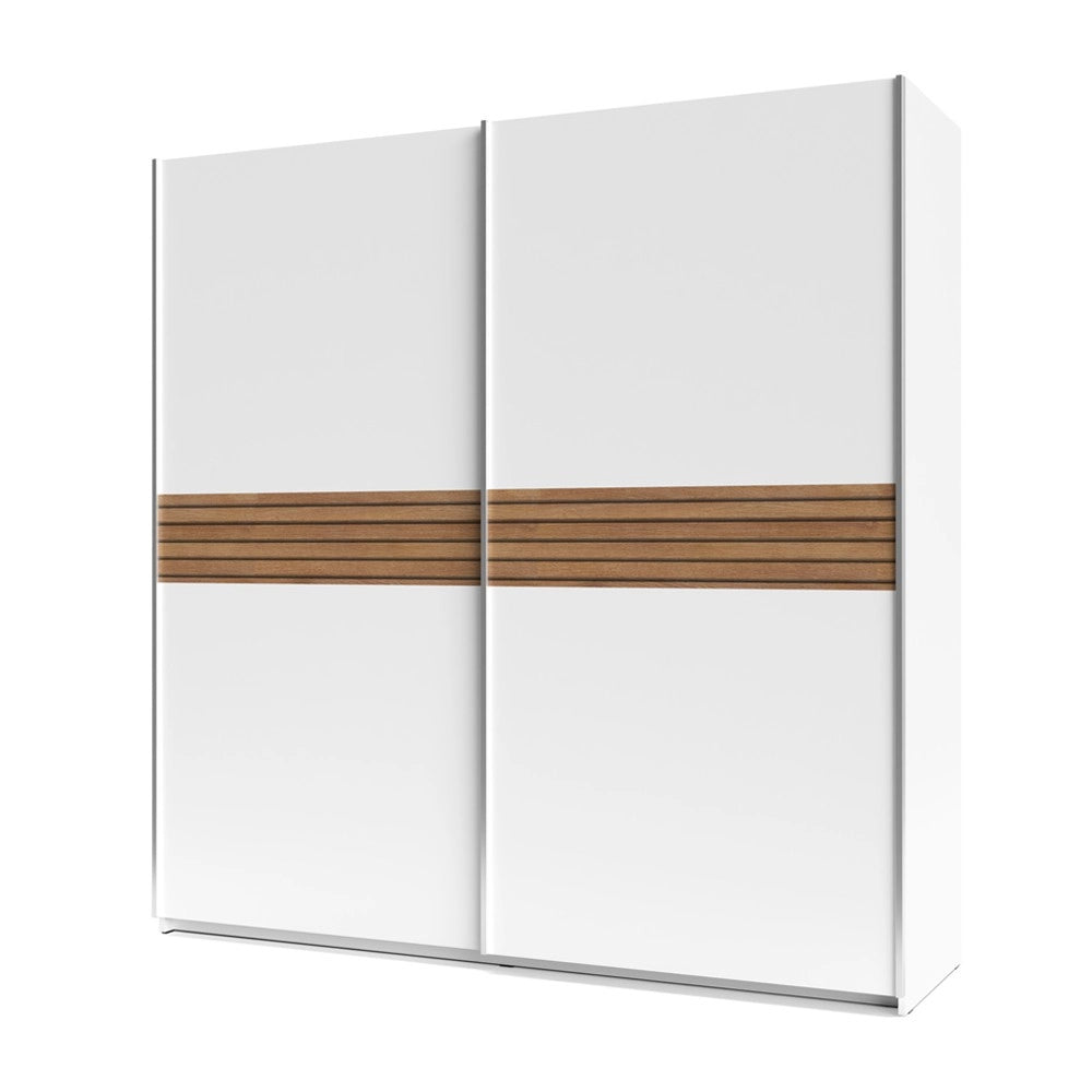 Armadio Metropol 2 ante scorrevoli 200 cm bianco con inserti rovere