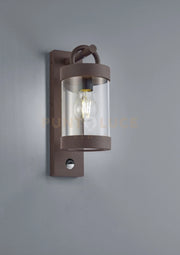 SAMBESI APPLIQUE DA ESTERNO LANTERNA CON SENSORE DI MOVIMENTO METALLO RUGGINE H. 33CM 1 LUCE ATTACCO E27
