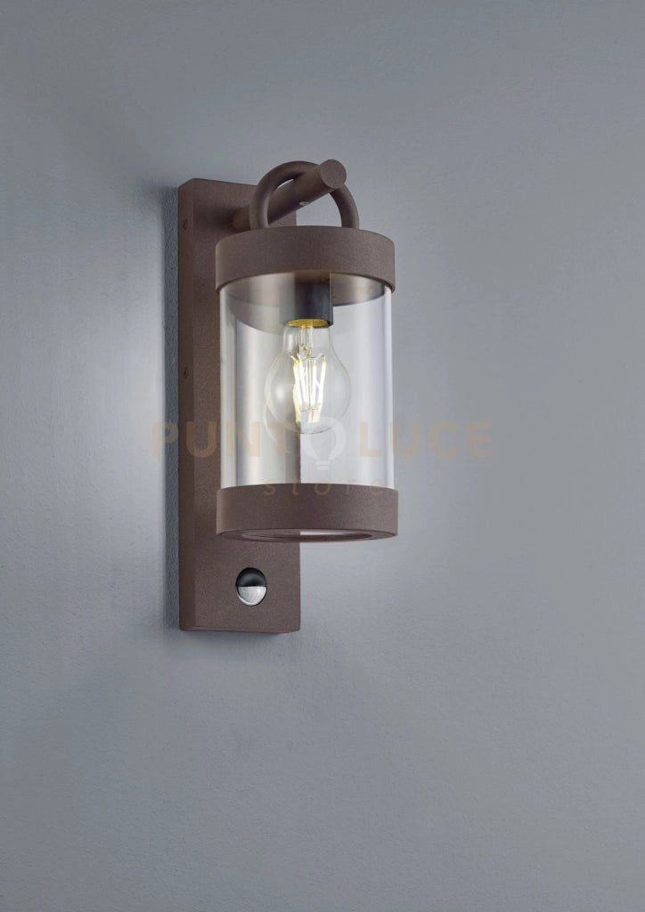 SAMBESI APPLIQUE DA ESTERNO LANTERNA CON SENSORE DI MOVIMENTO METALLO RUGGINE H. 33CM 1 LUCE ATTACCO E27