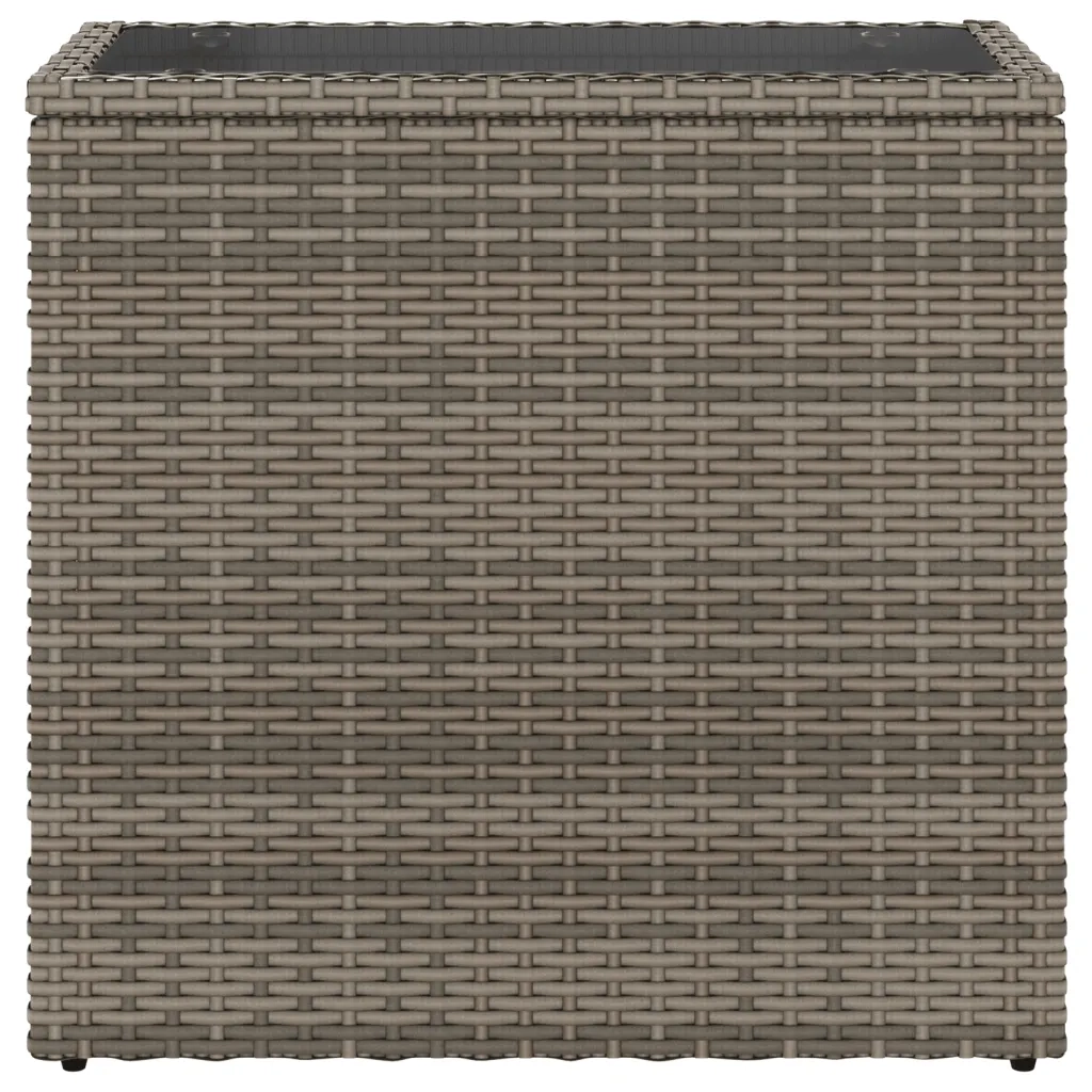Tavolino-Tavolino da soggiorno-Tavolo Giardino Piano Vetro Grigio 58x27,5x55 cm Polyrattan