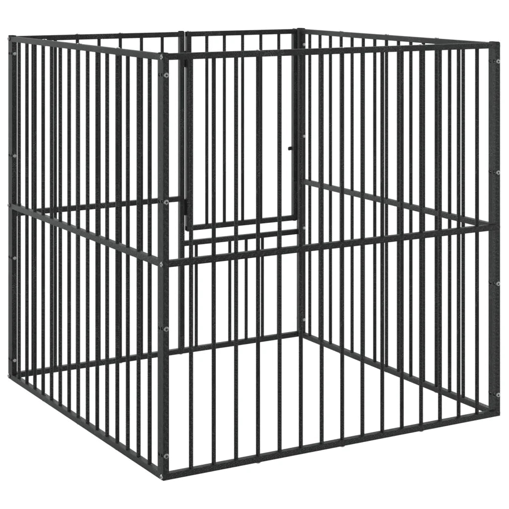 Box per Cani 4 Pannelli Nero Acciaio Zincato CFW9876405