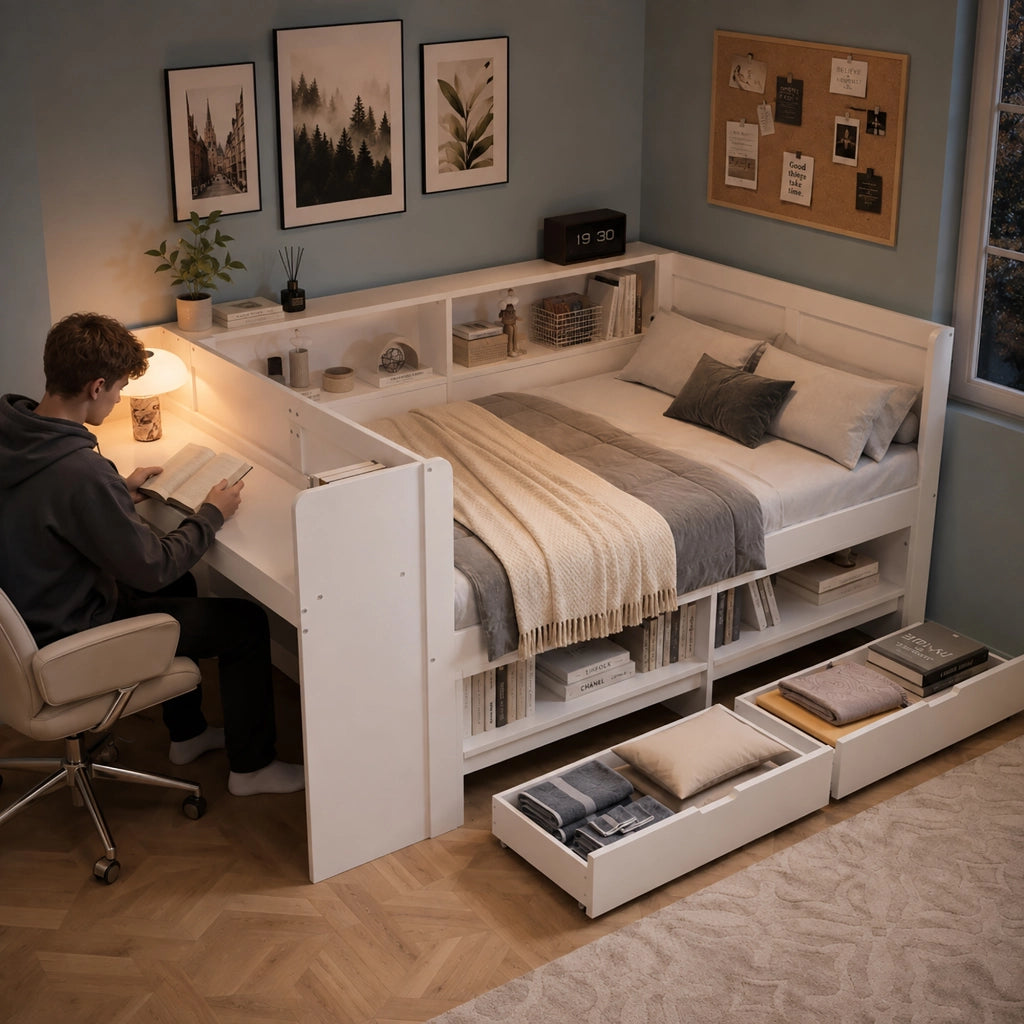 letto in legno bianco 140 x 240 cm