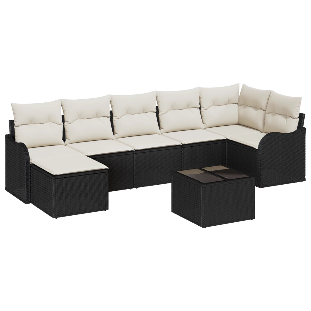Set Divano da Giardino  da 7 Pezzi con Cuscini Bianco Polyrattan