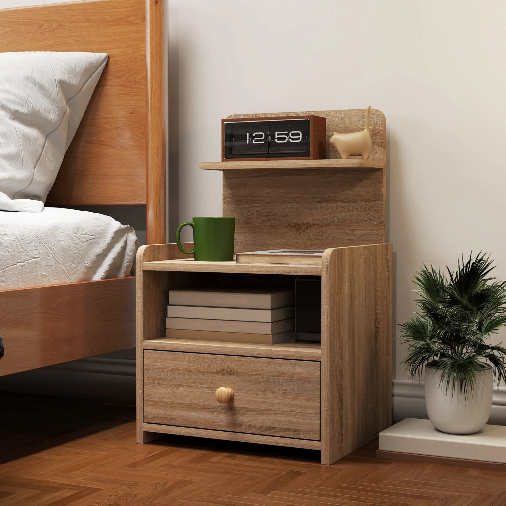 Tavolino da notte con cassetto ¨C Minimal ¨C Legno naturale 40x40x50