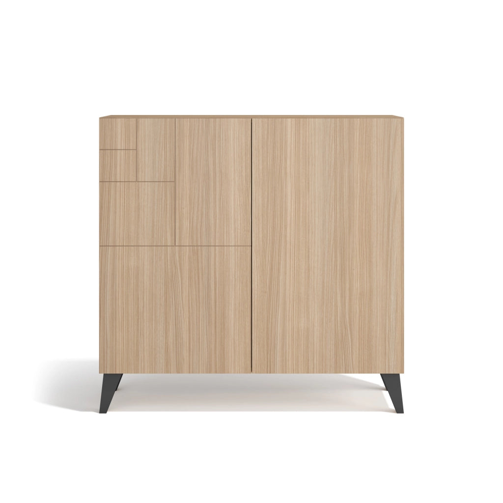 Scarpiera Herdasa effetto noce chiaro gambe grafite 87x90x27