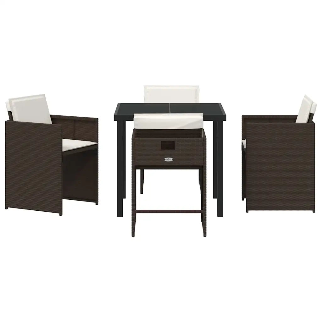 Set da Pranzo per Giardino con cuscino 5 pcs Marrone polyrattan 3379984