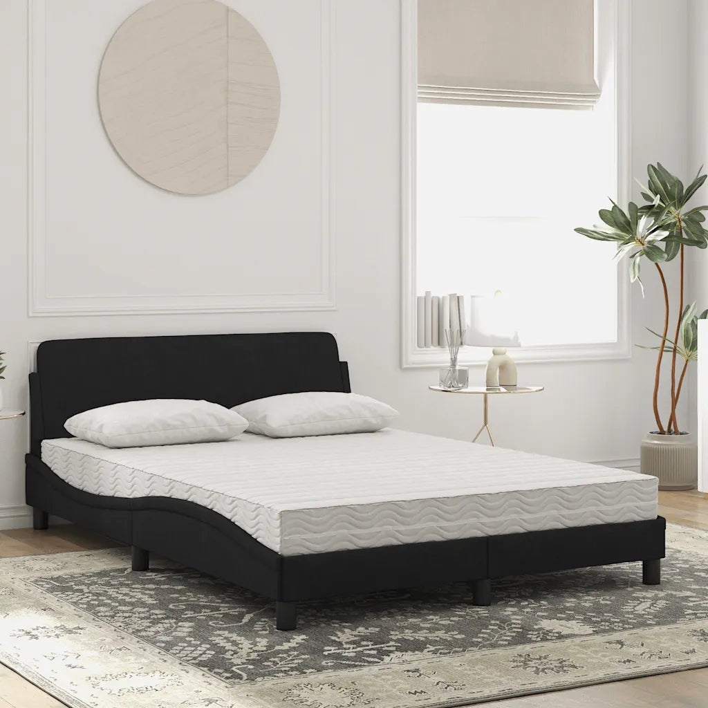 Letto con Materasso Dover Nero 140x200 cm in Velluto 3208413