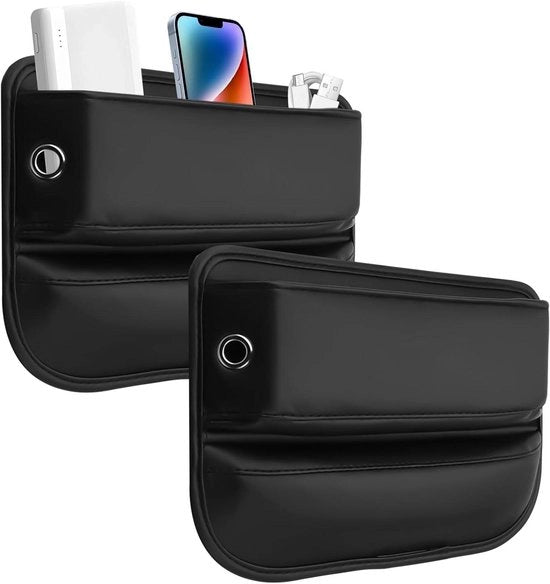 Due contenitori di archiviazione per sedili auto - Organizzatore di cassetti laterali per sedile auto - Console centrale per smartphone, portafoglio, carte, occhiali, monete