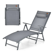 Chaise longue pieghevole con schienale reclinabile 142 x 61 x 103 cm comfort ottimale metallo grigio 20_0011257