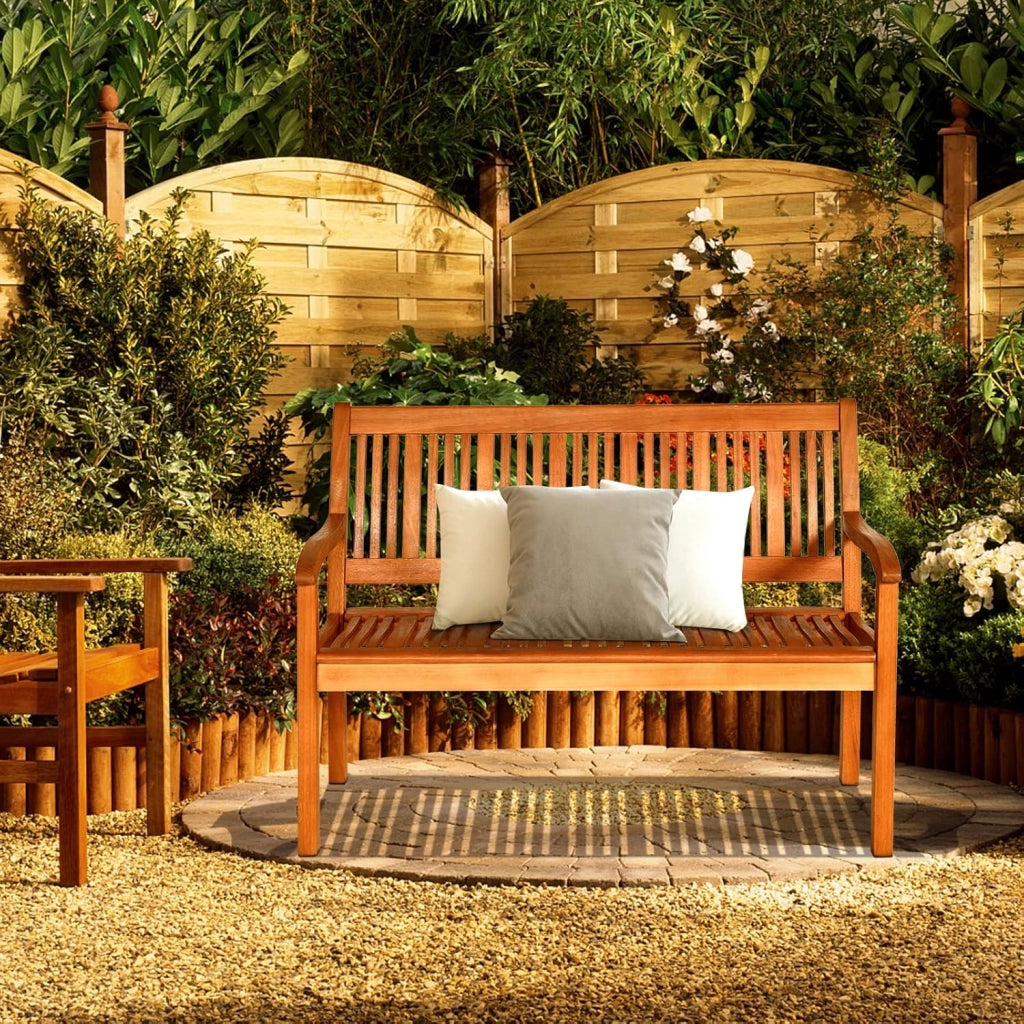Panchina da Esterno in Legno a 2 Posti, Panchina da Parco Resistente alle Intemperie a 2 Posti, Panca da Giardino in Legno Massiccio da 360 kg,126x63x91 cm, Naturale