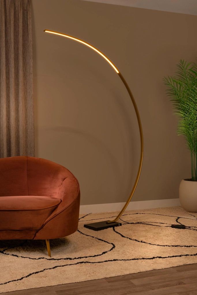 Lampada da terra ad arco LED oro nero CURVE Lucide
