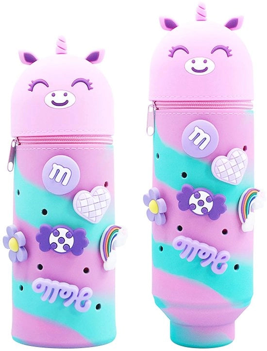Etui 2 in 1 per scuola, custodia cartellone unicorno per ragazze e adolescenti