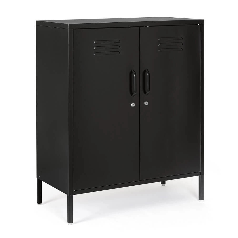 Credenza in Acciaio a 2 Ante Stile Industriale con Ripiani - CLIFTON
