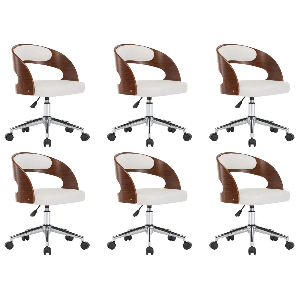 Sedie da Pranzo Girevoli 6 pz Bianche Legno Curvo e Similpelle cod mxl 23561