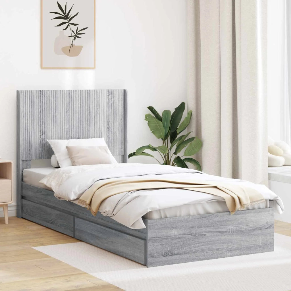Struttura del letto con stoccaggio e testata 3 pcs-Giroletto con contenitore 146134