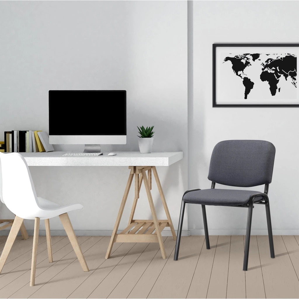 Sedia Ken in stoffa grigio