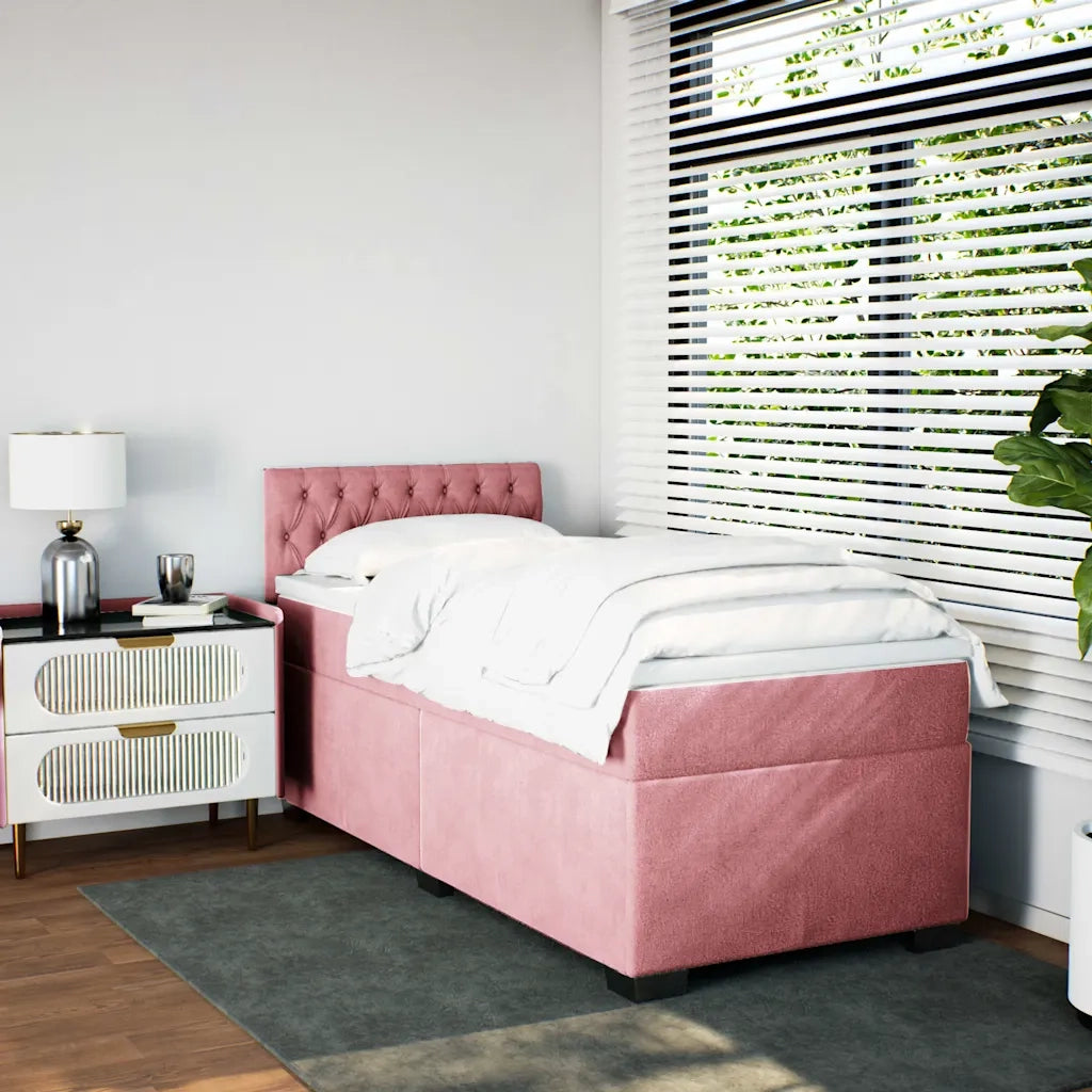 Giroletto a Molle con Materasso Rosa 80x200 cm in Velluto 3288473