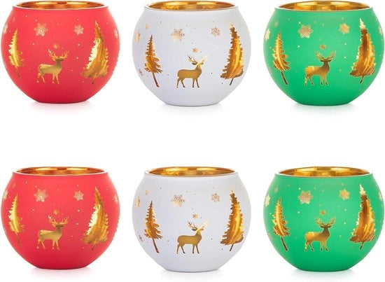 Set di Sostegni per Vasi da Cera - Decorazioni di Natale per Tavolo - Centro Tavola Decorazione di Natale - Set di 6