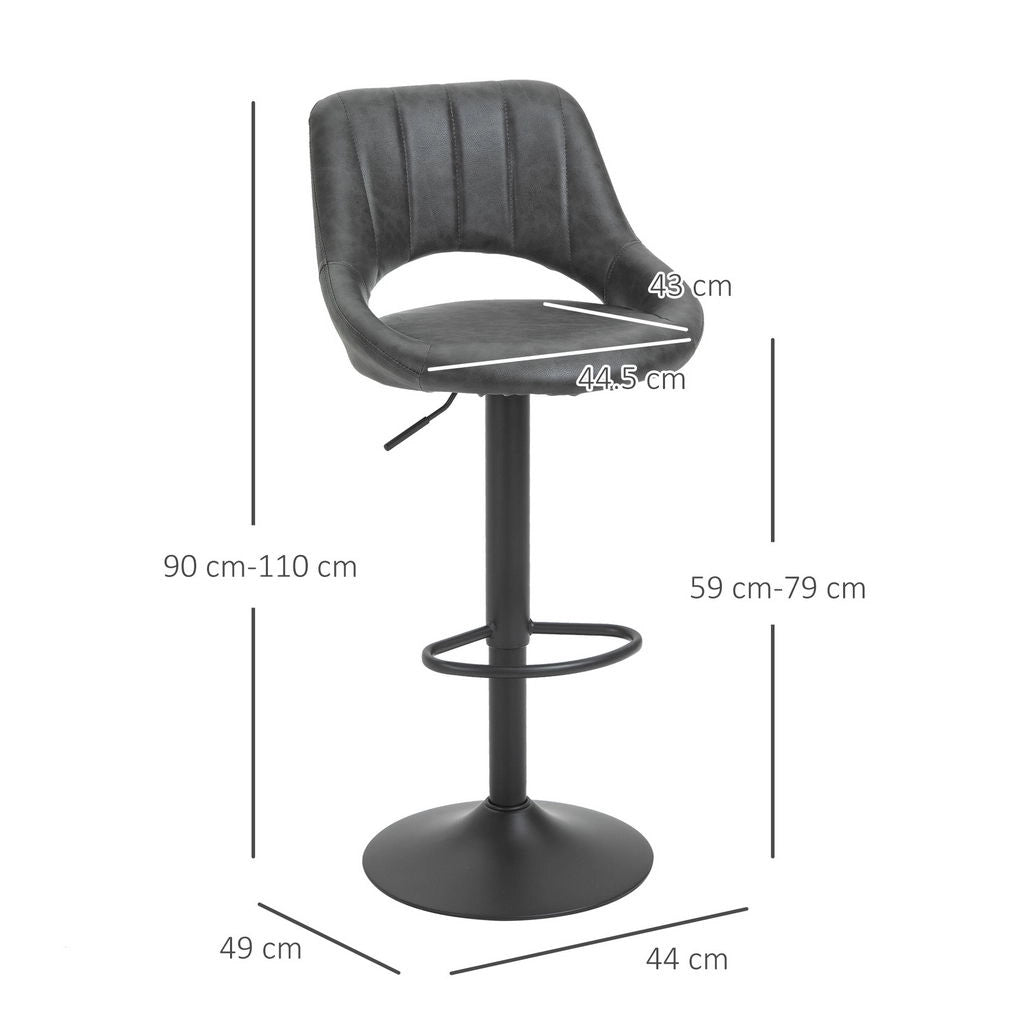 SET 2 SGABELLI MODERNI ALTI GIREVOLI CON SCHIENALE E POGGIAPIEDI 49X90X110CM