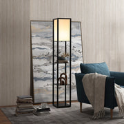 Lampada da terra con mensole E27, 40W, senza lampadina, in MDF nero, 26x26x160 cm