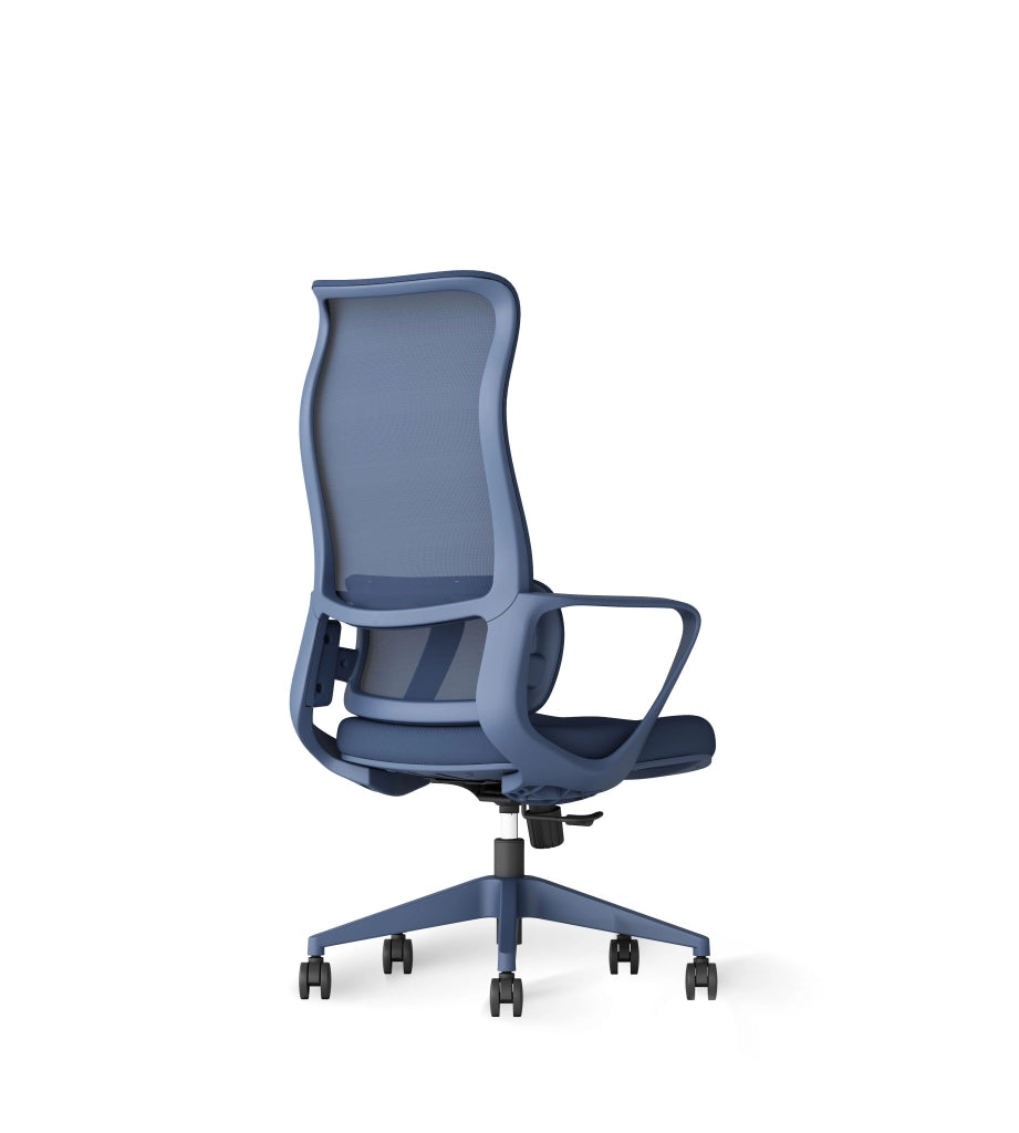 Sedia studio Hispanohogar altezza regolabile in tessuto blu