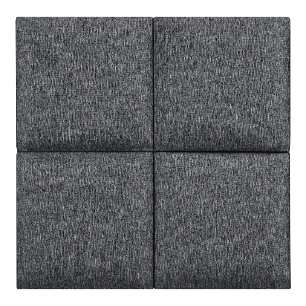 Set Carpino di 4 Pannelli Murali Imbottiti Rivestiti in Tessuto Grigio Scuro 30x30 cm [neu.haus]