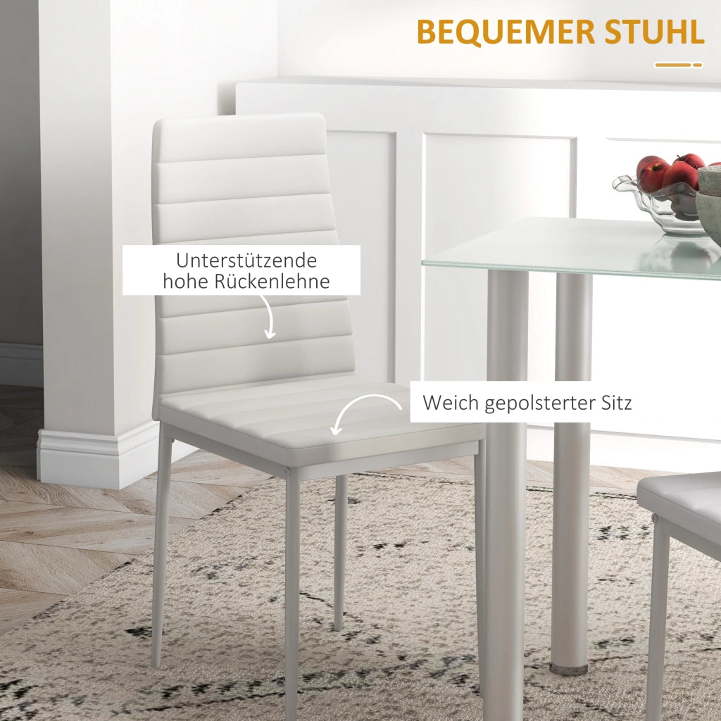 Tavolo da pranzo allungabile con set di 4 sedie ¨C zephmum ¨C bianco, vetro, 90x200