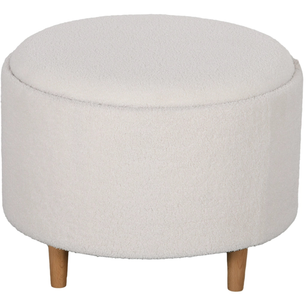 Pouf rotondo contenitore con coperchio ribaltabile; ?56 x 42 cm; poliestere bianco