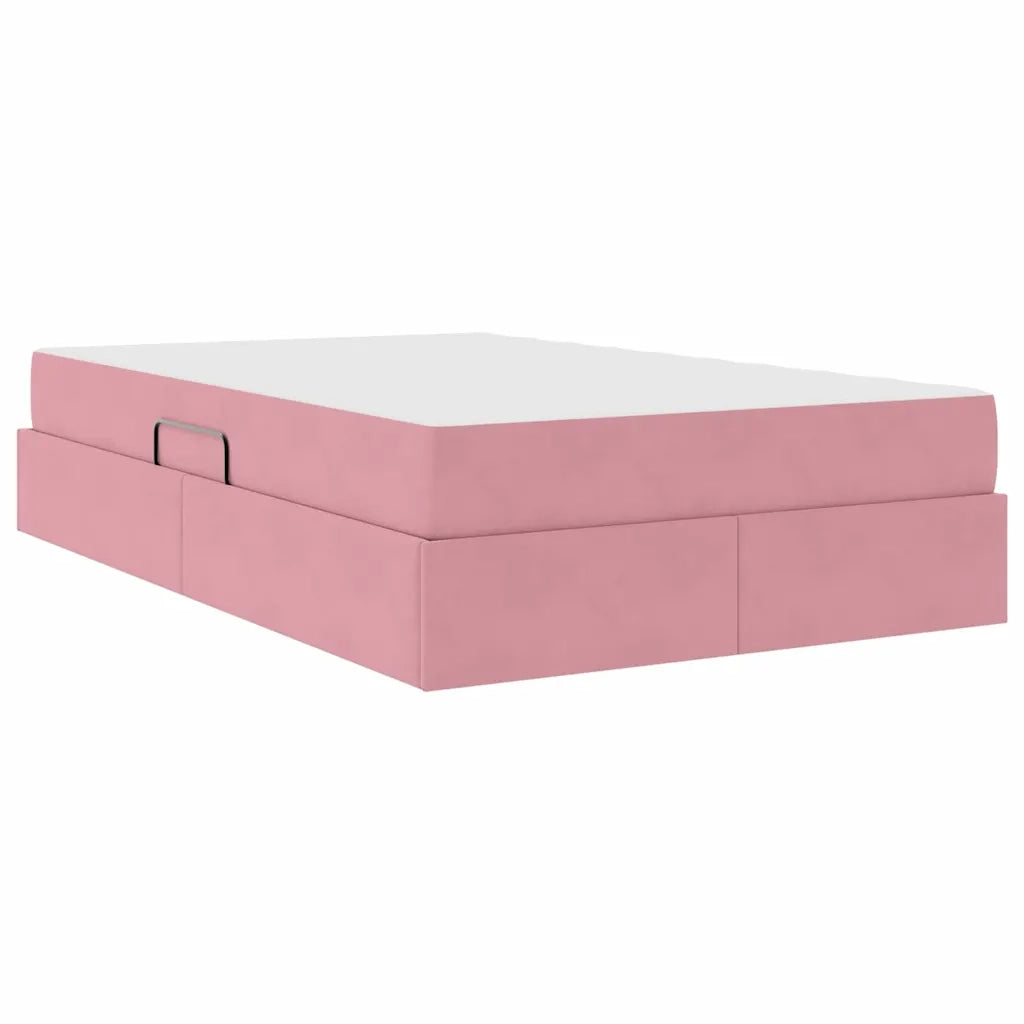 Letto con contenitore e materasso Rosa 120 x 200 cm Velluto 3399717