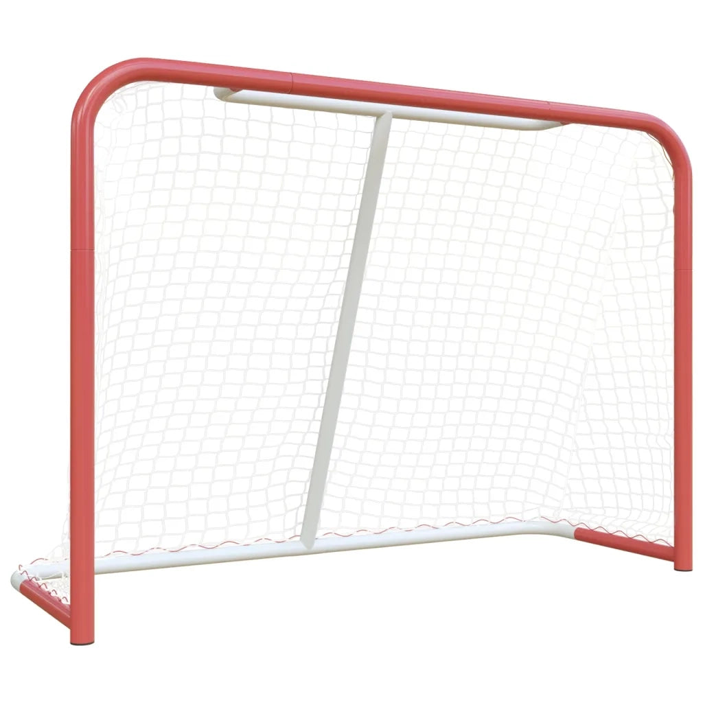 Porta Hockey Rete Rossa Bianca 153x60x118cm Acciaio Poliestere cod mxl 128218